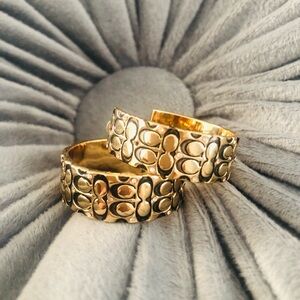 Coach Gold Logo Hoop Earrings